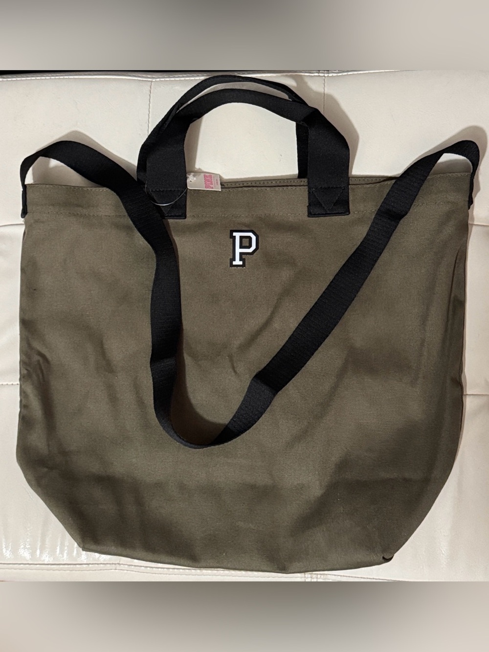 NWT VS PINK Crossbody Tote-Olive Green-Double Carry Straps—Open Top